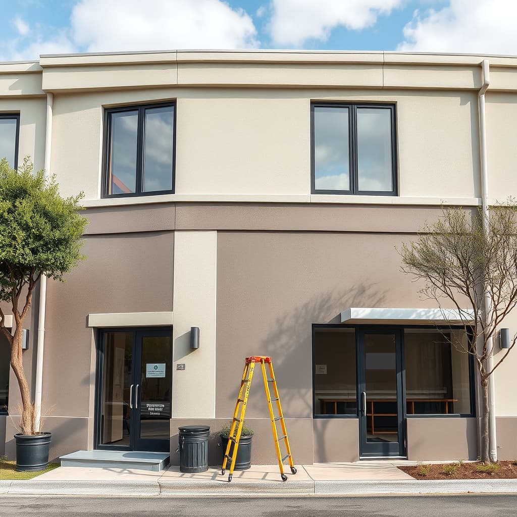 Freshly painted commercial building