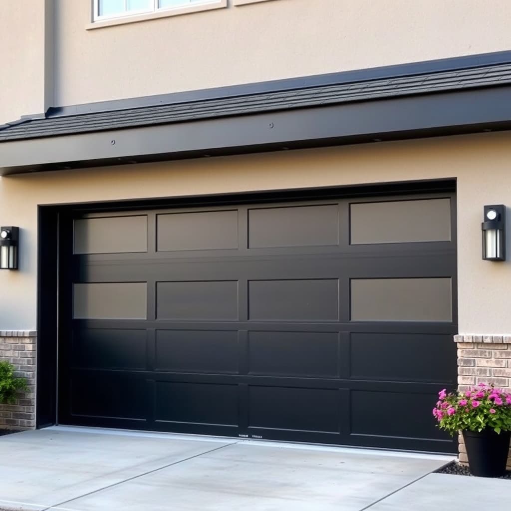 Painted modern garage door